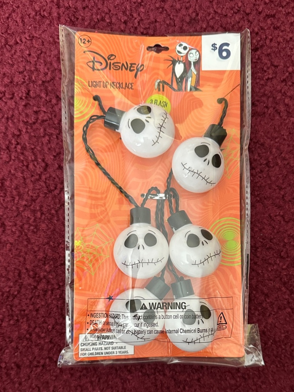 Disney Jack Skellington White and Black Light-Up Necklace